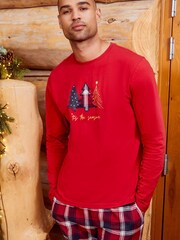 Threadbare Red Elf Cotton Long Sleeve Check Christmas Pyjama Set - Image 4 of 5