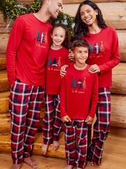 Threadbare Red Elf Cotton Long Sleeve Check Christmas Pyjama Set - Image 5 of 5