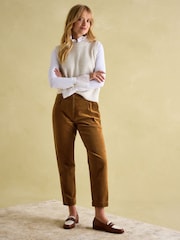 Joules Calla Tan Brown Corduroy Tapered Trousers - Image 3 of 7