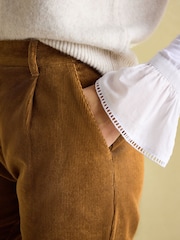 Joules Calla Tan Brown Corduroy Tapered Trousers - Image 4 of 7