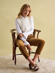 Joules Calla Tan Brown Corduroy Tapered Trousers - Image 6 of 7