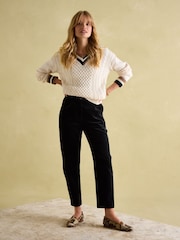 Joules Calla Navy Corduroy Tapered Trousers - Image 3 of 6