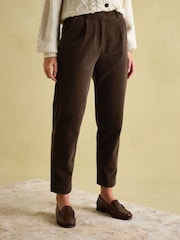 Joules Calla Dark Brown Corduroy Tapered Trousers - Image 1 of 6