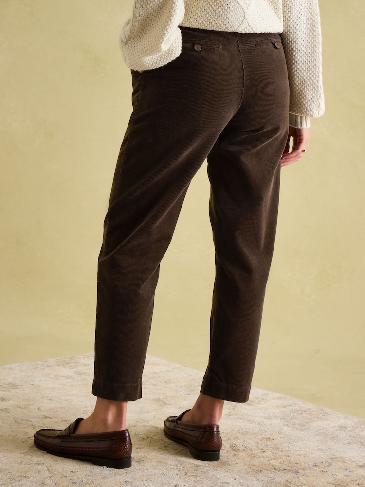 Joules Calla Dark Brown Corduroy Tapered Trousers - Image 2 of 6 Joules Calla Dark Brown Corduroy Tapered Trousers - Image 2 of 6