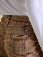 Joules Foxley Check Brown Wide Leg Tweed Trousers - Image 6 of 7