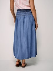Crew Clothing Blue Stella Shirred-Waist Skirt - Image 2 of 5