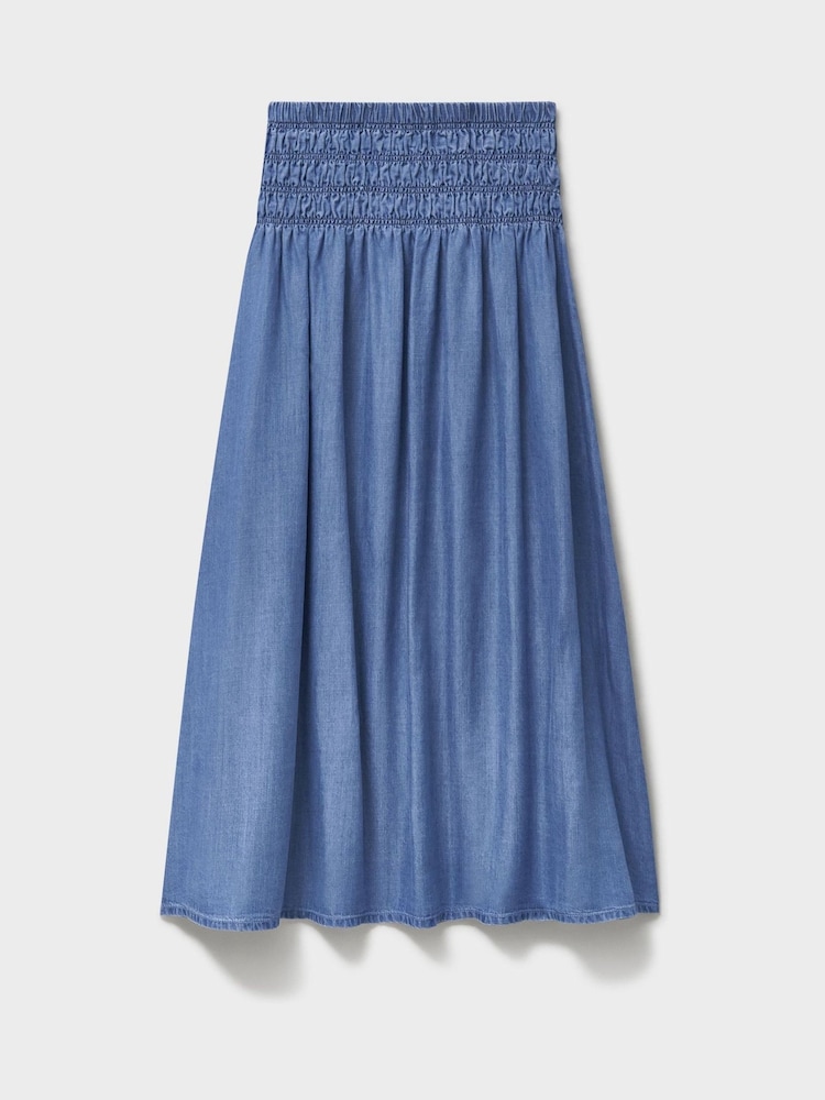 Crew Clothing Blue Stella Shirred-Waist Skirt - Image 5 of 5 Crew Clothing Blue Stella Shirred-Waist Skirt - Image 5 of 5