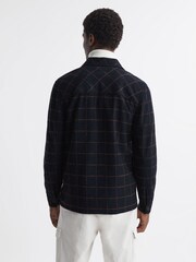 Reiss Navy Pearce Brushed Wool Check Overshirt - Image 5 of 5