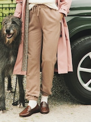 Joules Brown Herringbone Jersey Slim Leg Joggers - Image 3 of 10