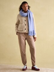 Joules Brown Herringbone Jersey Slim Leg Joggers - Image 9 of 10