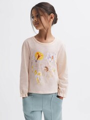 Reiss Ivory Print Rains 4-9 yrs Cotton Sequin Motif T-Shirt - Image 1 of 6