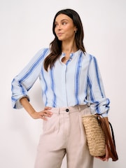 Crew Clothing Blue Bernice Linen-Cotton Shirt - Image 1 of 5