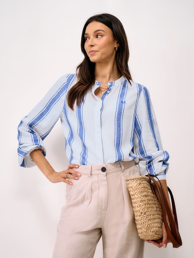 Crew Clothing Blue Bernice Linen-Cotton Shirt - Image 1 of 5