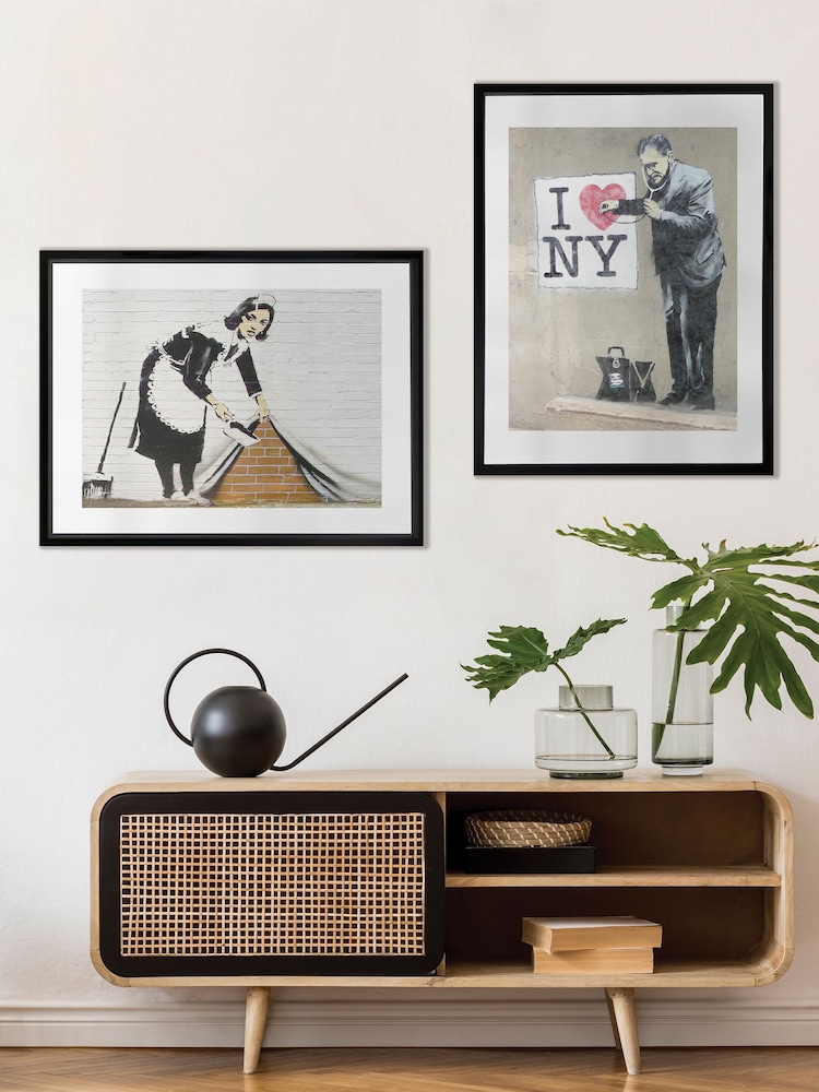 Brookpace Lascelles Black New York City Banksy Graffiti Wall Art - Image 1 of 2