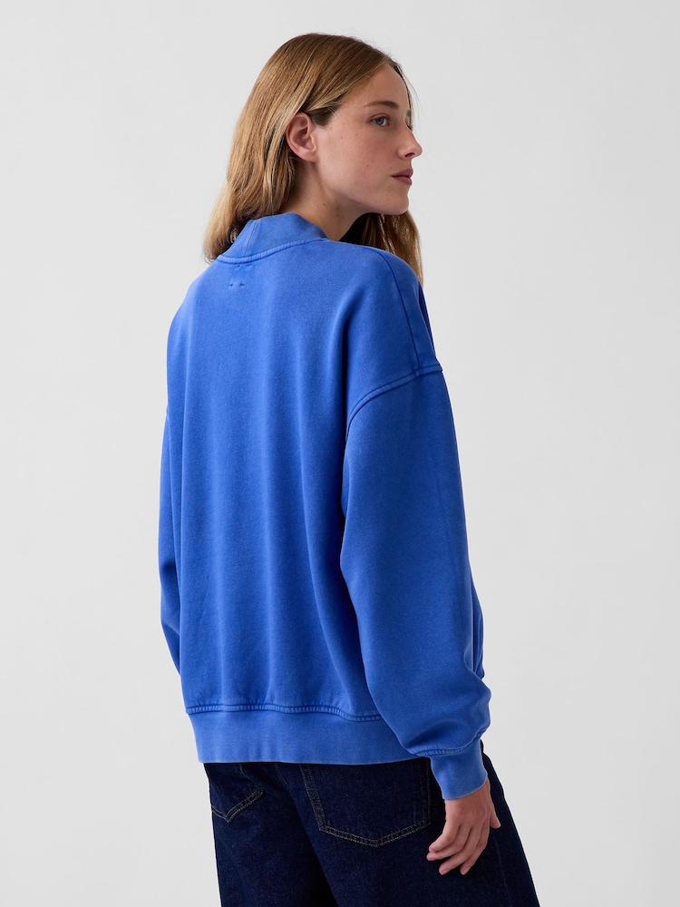 Albastru deschis - Hanorac oversized cu guler ușor ridicat și logo Gap VintageSoft - Imaginea 2 din 5