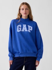 Albastru deschis - Hanorac oversized cu guler ușor ridicat și logo Gap VintageSoft - Imaginea 3 din 5
