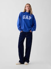 Albastru deschis - Hanorac oversized cu guler ușor ridicat și logo Gap VintageSoft - Imaginea 4 din 5