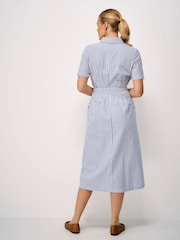 Crew Clothing Blue Fearne Cotton Seersucker Midi Shirt Dress - Image 2 of 5