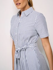 Crew Clothing Blue Fearne Cotton Seersucker Midi Shirt Dress - Image 4 of 5
