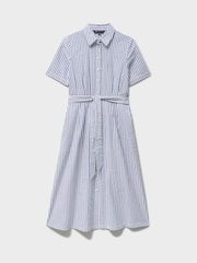 Crew Clothing Blue Fearne Cotton Seersucker Midi Shirt Dress - Image 5 of 5