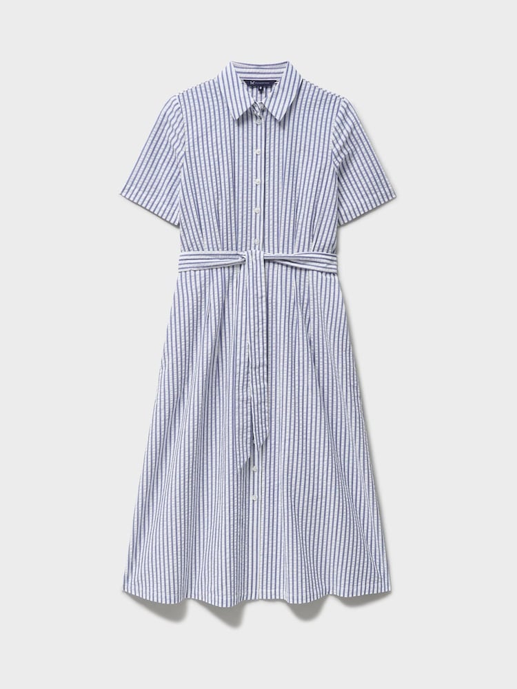 Crew Clothing Blue Fearne Cotton Seersucker Midi Shirt Dress - Image 5 of 5
