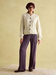 Joules Red & Navy Satin Wide Leg Trousers - Image 5 of 8