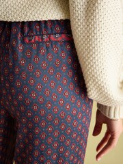 Joules Red & Navy Satin Wide Leg Trousers - Image 6 of 8