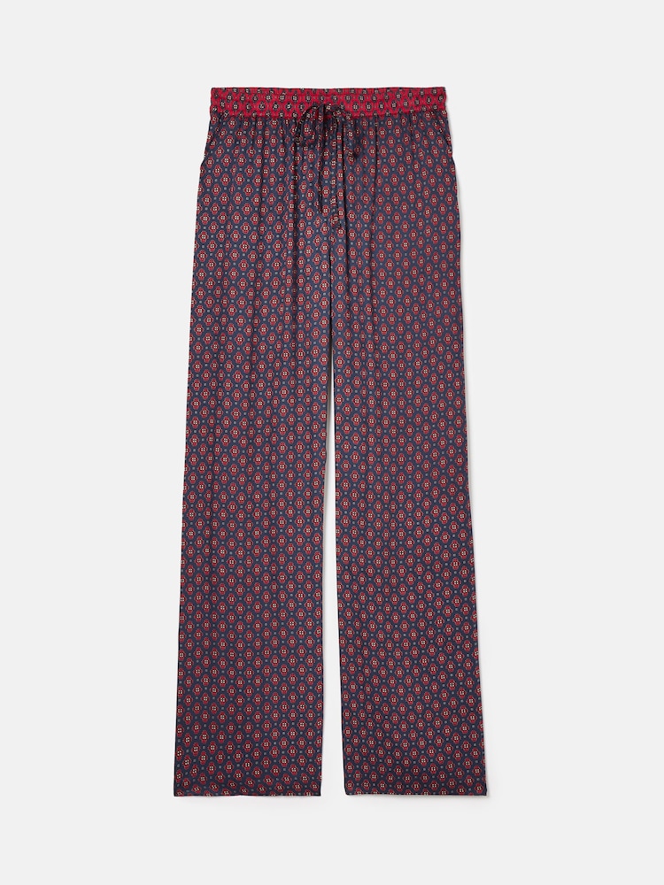 Joules Red & Navy Satin Wide Leg Trousers - Image 8 of 8