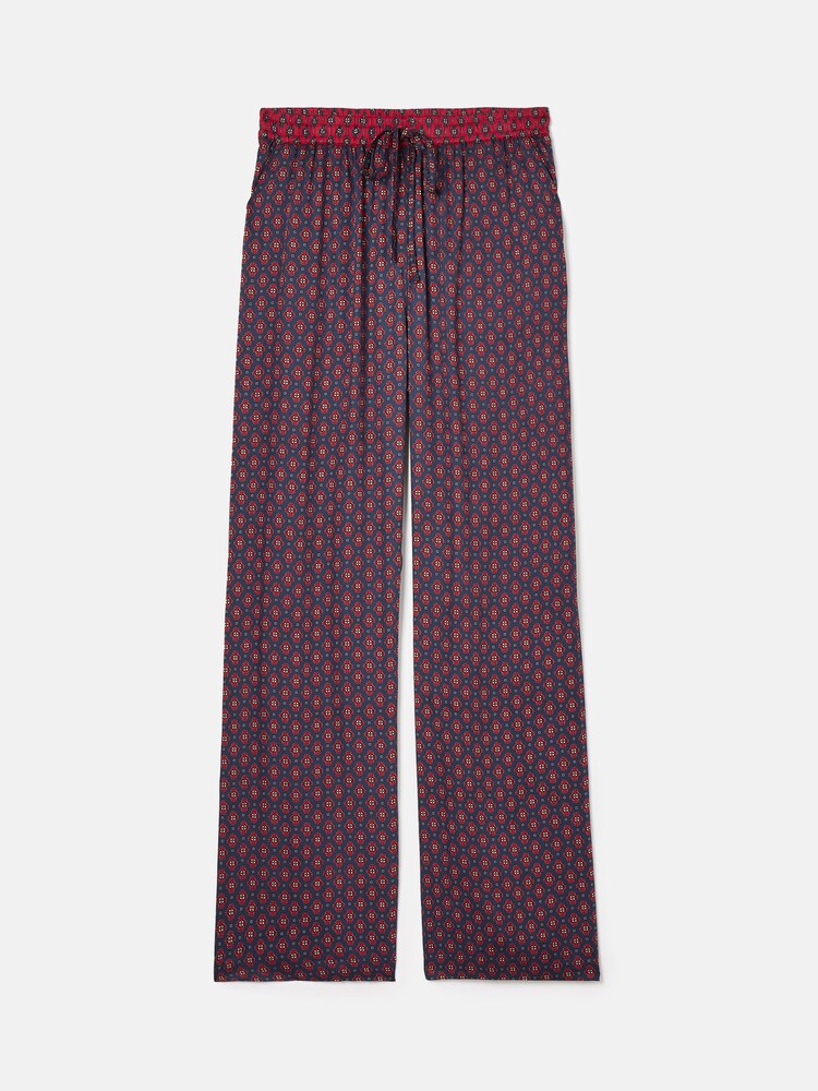 Joules Red & Navy Satin Wide Leg Trousers - Image 8 of 8 Joules Red & Navy Satin Wide Leg Trousers - Image 8 of 8