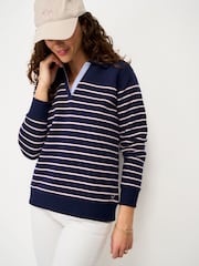 Crew Clothing Navy Blue Sandy Flip-Collar Sweatshirt - Image 1 of 5