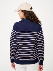 Crew Clothing Navy Blue Sandy Flip-Collar Sweatshirt - Image 2 of 5