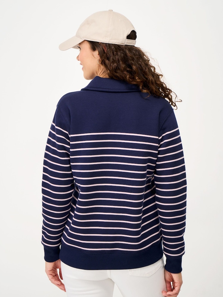 Crew Clothing Navy Blue Sandy Flip-Collar Sweatshirt - Image 2 of 5
