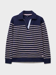Crew Clothing Navy Blue Sandy Flip-Collar Sweatshirt - Image 5 of 5