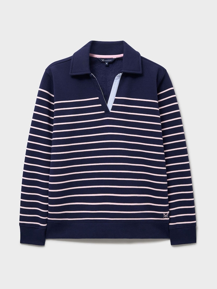 Crew Clothing Navy Blue Sandy Flip-Collar Sweatshirt - Image 5 of 5
