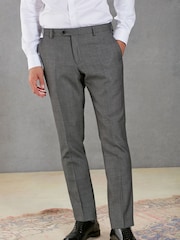 Grey Slim Signature Empire Mills 100% Wool Birdseye Suit: Trousers - Image 1 of 8