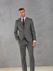 Grey Slim Signature Empire Mills 100% Wool Birdseye Suit: Trousers - Image 4 of 8