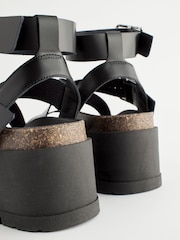 Black Ultra Chunky Flatform Sandals - Image 10 of 11