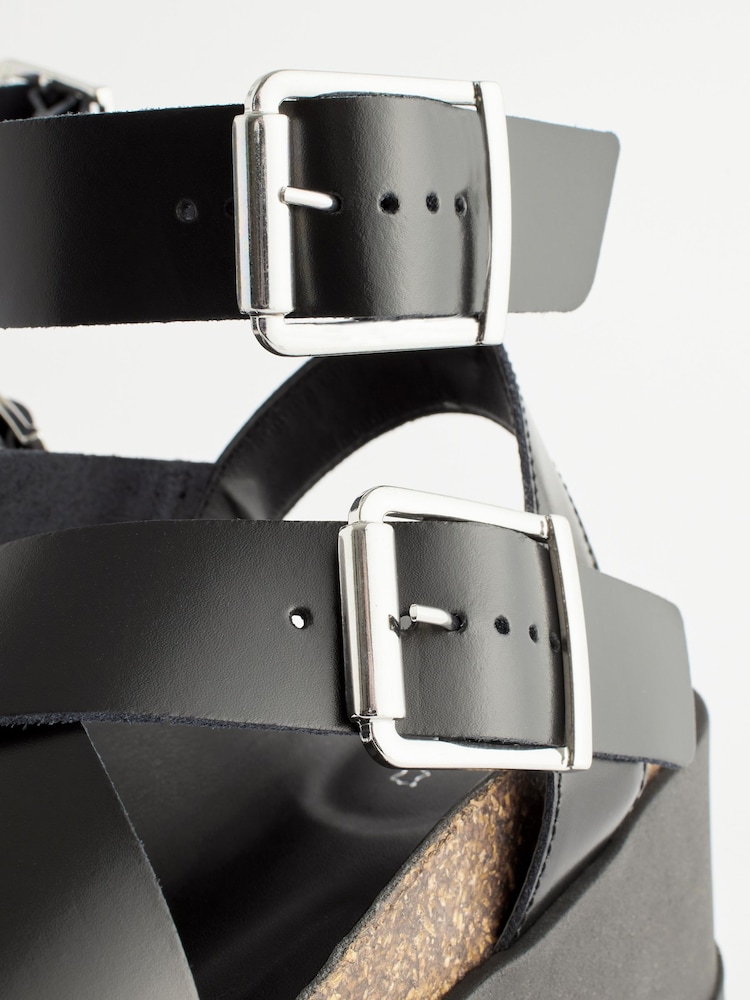 Black Ultra Chunky Flatform Sandals - Image 11 of 11