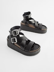 Black Ultra Chunky Flatform Sandals - Image 6 of 11