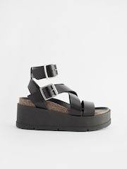 Black Ultra Chunky Flatform Sandals - Image 7 of 11