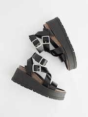 Black Ultra Chunky Flatform Sandals - Image 9 of 11