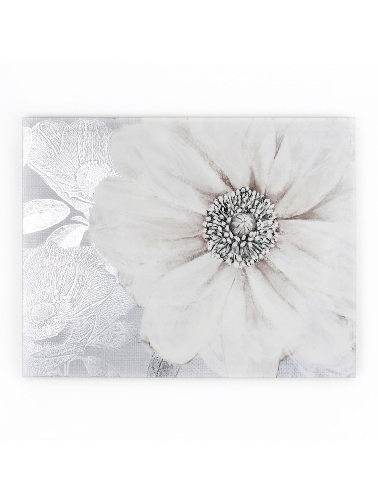 Art For The Home White Grey Bloom Canvas - Image 1 of 1