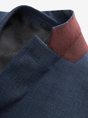 Blue Slim Fit Textured Wool Suit Jacket - Image 10 of 11
