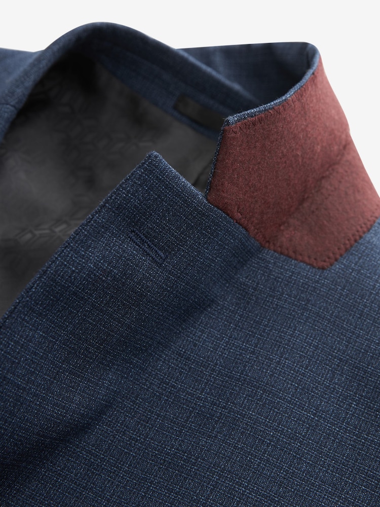 Bleu - Slim Fit (Slim Fit) - Veste de costume en laine texturée - Image 10 of 11