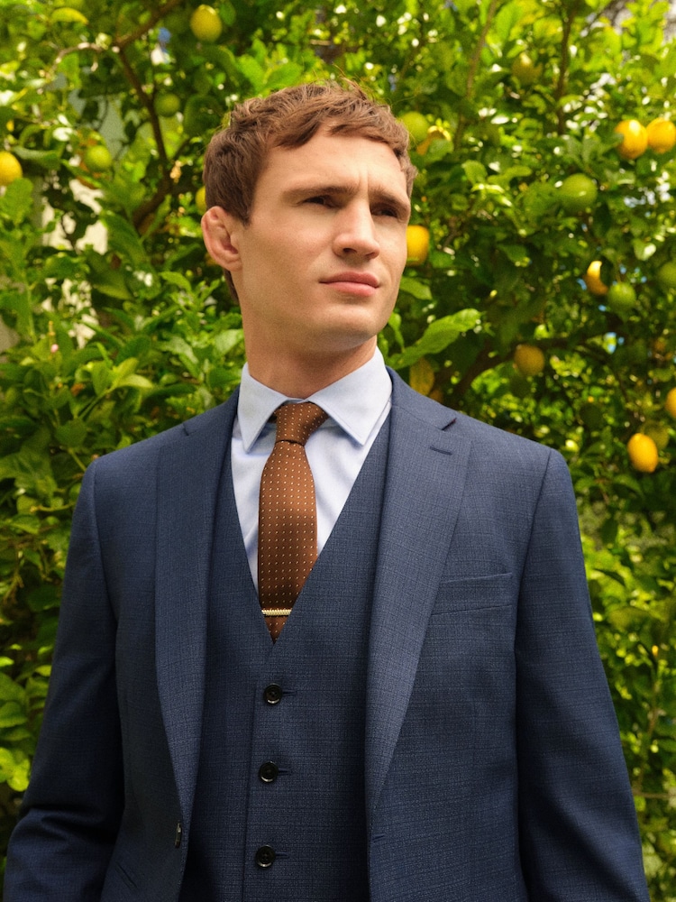 Bleu - Slim Fit (Slim Fit) - Veste de costume en laine texturée - Image 4 of 11