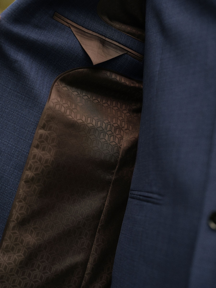 Bleu - Slim Fit (Slim Fit) - Veste de costume en laine texturée - Image 6 of 11