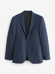 Blue Slim Fit Textured Wool Suit Jacket - Image 7 of 11