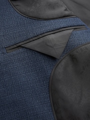 Blue Slim Fit Textured Wool Suit Jacket - Image 9 of 11