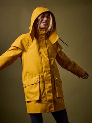 Joules Edinburgh Yellow Premium Waterproof Hooded Raincoat - Image 9 of 12