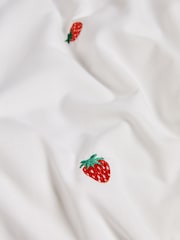 White With Strawberries Embroidered Duvet Cover and Pillowcase Set - Image 5 of 7